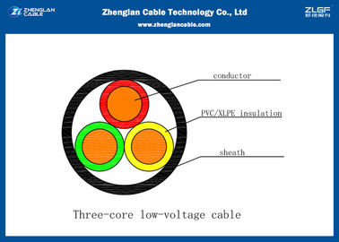 Unarmoured XLPE isoleerde Kabel van de Laag Voltagemacht Drie Kernen 0.6/1KV voor Ondergrond (CU/PVC/XLPE/LSZH/NYY/N2XY)