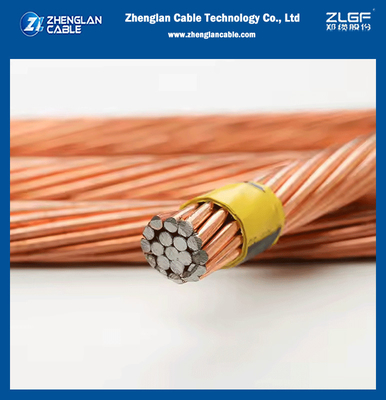 Hoge zuiverheid Bare Copper-clad Steel 30% IACS, 40% IACS Copper Weld ASTM Standard single wire, 3, 7 en 19 kabelstrengen