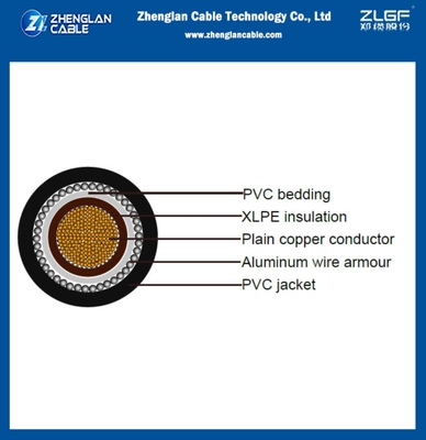 0.6/1kv CU/XLPE/PVC/AWA/PVC laagspanningsstroomkabel Aluminiumdraad Armour 1x630sqmm IEC60502-1