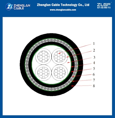 Ondergrondse aluminiumkabel laagspanning 0,6/1kv Xlpe isolatie met staaldraad harnas 4x70mm2 AL/XLPE/PVC/SWA/PVC