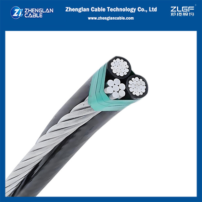 1KV Triplex luchtkabel AAC/XLPE+bare ACSR neutraal 2x1/0AWG+1/0AWG ASTM S76-474