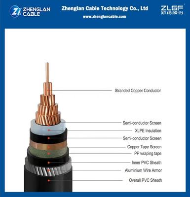 19/33kV ondergrondse stroomkabel met koperdraadscherm + aluminiumdraad gewapende enkeldraad 1x500mm2 IEC 60502-2