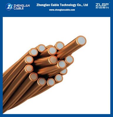 CCS Koper beklede staalstreng blote geleider 9AWG 2.91mm 40% geleidbaarheid ASTM B 228
