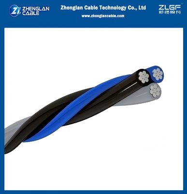 Triplex Aluminium Kabel 2x50+50 mm2 Geïsoleerd Neutraal AAC/XLPE+AAC/XLPE 0,6/1kv Aluminium Geleider XLPE isolatie NBR 8182