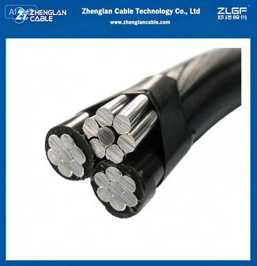 Laagspannings-ABC-kabel 2x6+6awg Purpura Aluminium geleider Triplex Overhead Service Drop Kabel Draad
