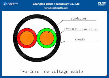 (2*1.5~2*240mm ²) isoleerde de Kabel van de het Lage Voltagemacht van Unarmoured 0.6/1KV 2C met pvc Cu-Leider (CU/PVC/NYY/N2XY)